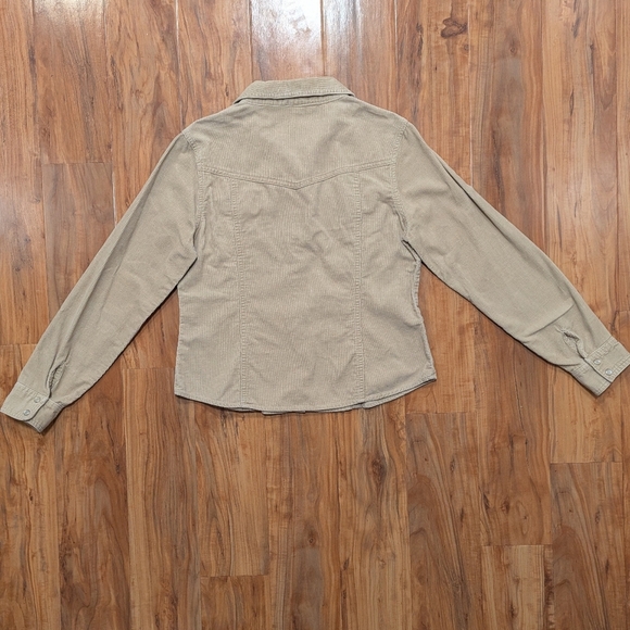 Y2K Corduroy Pearl Snap Tan Button Up Jacket Women's Large Cotton Vintage - Picture 3 of 6